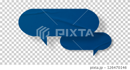 Blue speech bubble crumpled paper isolated on transparent background 126470146