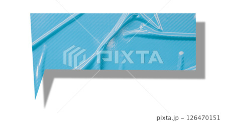 Light blue speech bubble crumpled paper isolated on transparent background 126470151