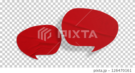 Red speech bubble crumpled paper isolated on transparent background Red speech bubble crumpled paper isolated on transparent background 126470161