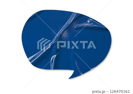 Blue speech bubble crumpled paper isolated on transparent background 126470162