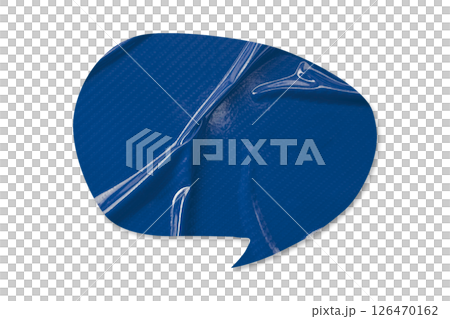 Blue speech bubble crumpled paper isolated on transparent background 126470162