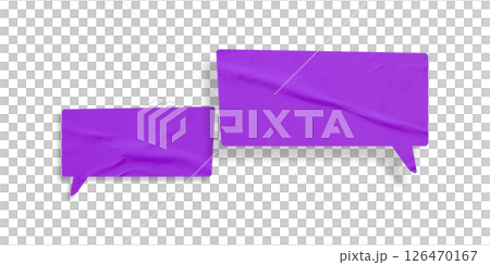 Purple speech bubble crumpled paper isolated on transparent background 126470167