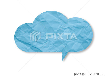 Light blue speech bubble crumpled paper isolated on transparent background Light blue speech bubble crumpled paper isolated on transparent background 126470169