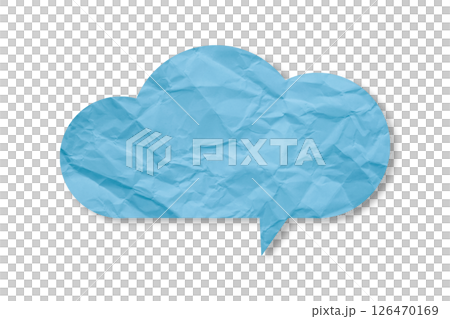 Light blue speech bubble crumpled paper isolated on transparent background Light blue speech bubble crumpled paper isolated on transparent background 126470169