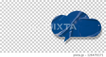 Blue speech bubble crumpled paper isolated on transparent background 126470171