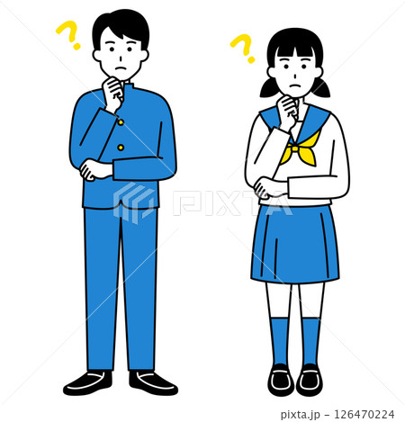 アイデアを考える男女の学生（全身） 126470224