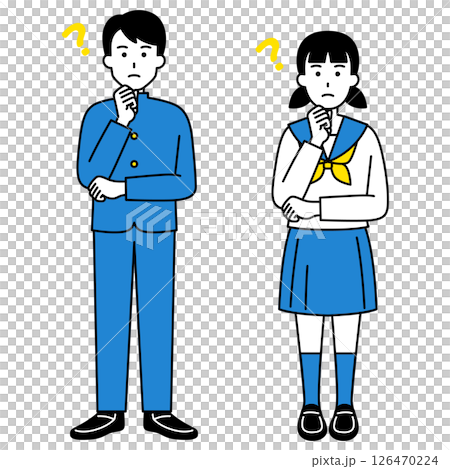 アイデアを考える男女の学生（全身） 126470224
