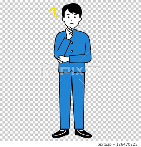 アイデアを考える男子学生（全身） 126470225