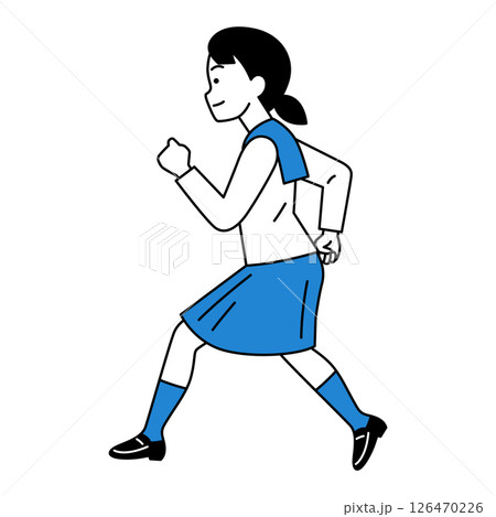 走る女子学生（横向き） 126470226