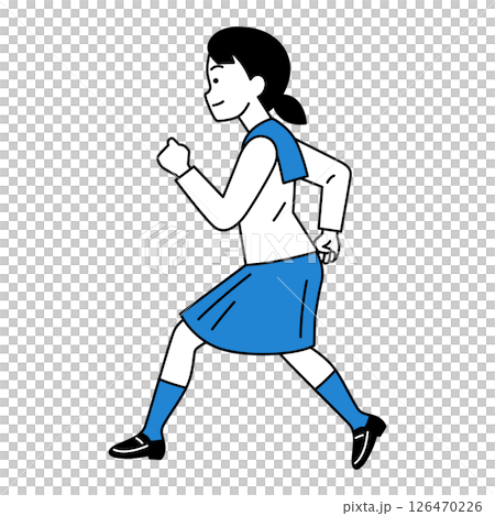 走る女子学生（横向き） 126470226