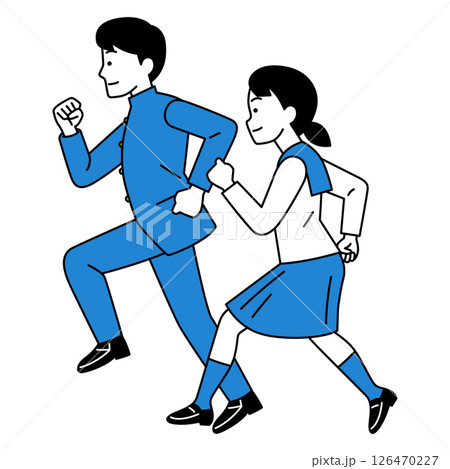 走る男女の学生(横向き) 走る男女の学生(横向き) 126470227