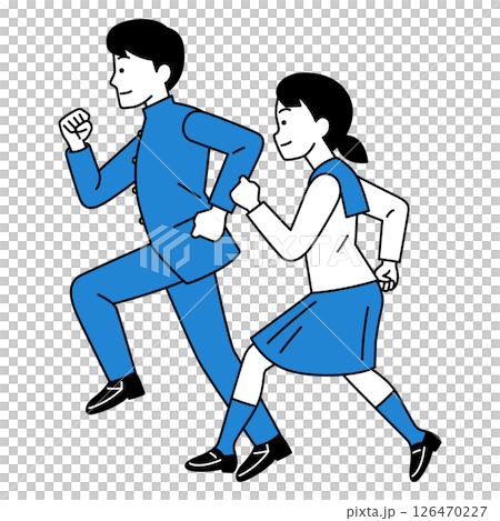 走る男女の学生(横向き) 走る男女の学生(横向き) 126470227