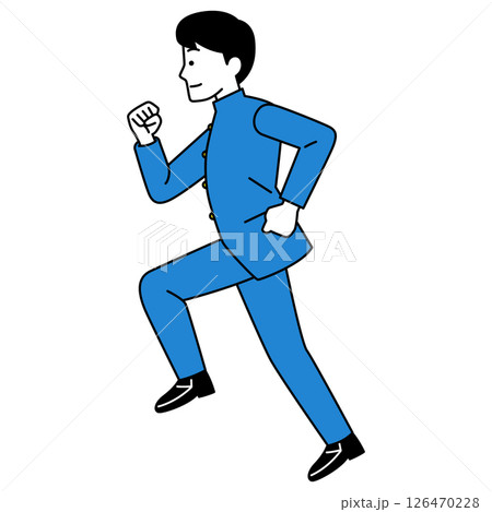 走る男子学生（横向き） 126470228