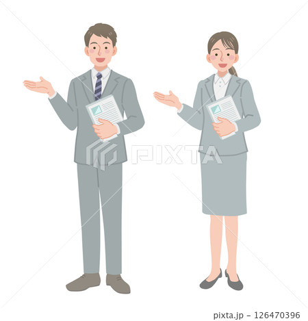資料を持って立つ会社員の男女 126470396
