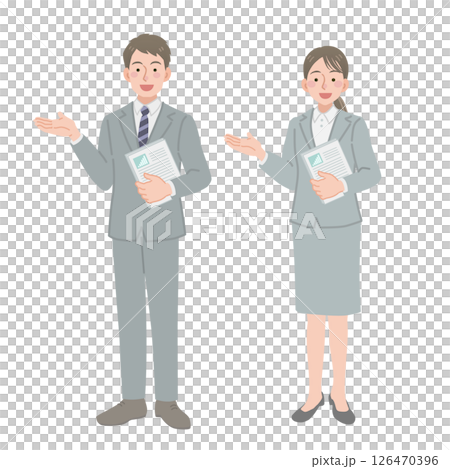 資料を持って立つ会社員の男女 126470396