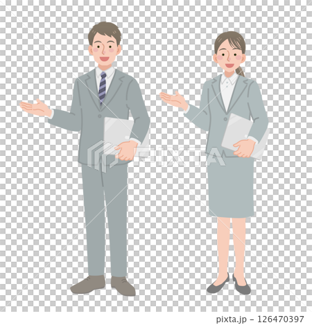 ノートパソコンを持って立つ会社員の男女 126470397