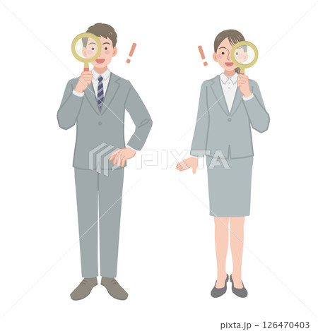 虫眼鏡を持つビジネスパーソンのイラスト 126470403