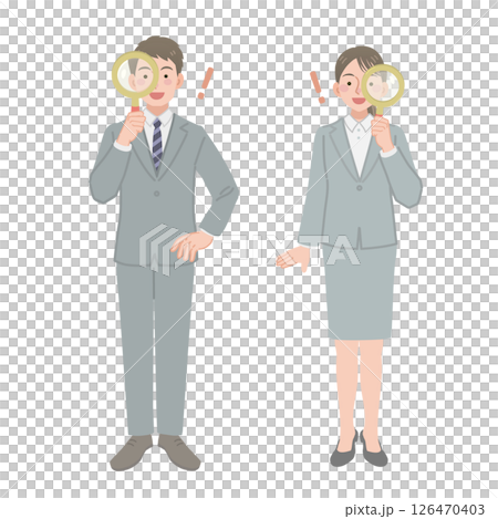 虫眼鏡を持つビジネスパーソンのイラスト 126470403