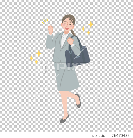 Illustration of a businesswoman doing a fist pump 126470488