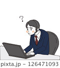 ヘッドセットをつけたビジネスマンのイラスト 126471093