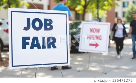 Job fair signs indicating employment...のイラスト素材 [126471273] - PIXTA