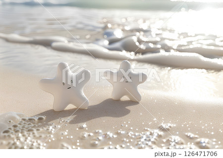 美しい浜辺の可愛い星の砂の妖精 美しい浜辺の可愛い星の砂の妖精 126471706