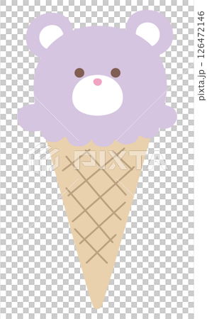かわいいくまのアイスクリームのベクターイラスト。デザート、おやつ 126472146