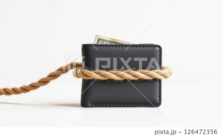 Wallet tied with rope on a light background.のイラスト素材 [126472356] - PIXTA