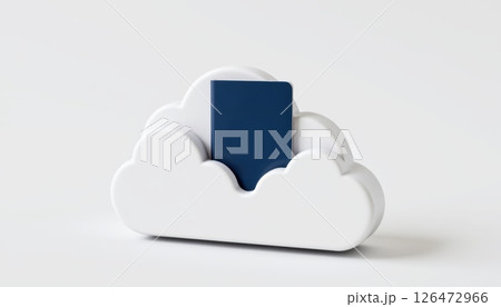 Cloud icon with a blue file representing digital storage. 126472966