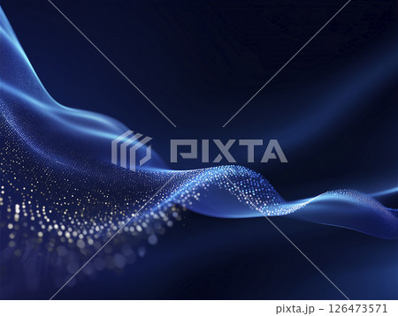 デジタルの波とドットをあしらった青い背景 デジタルの波とドットをあしらった青い背景 126473571