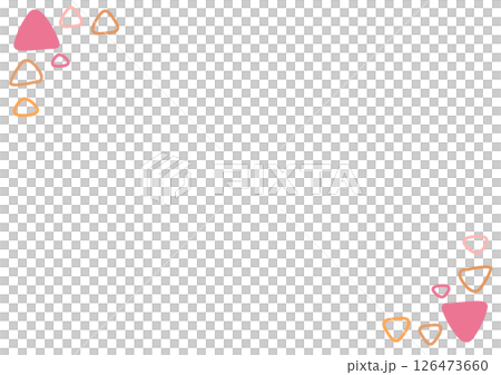 ピンク、オレンジ、カラフルな手描きの三角模様のフレーム背景 126473660