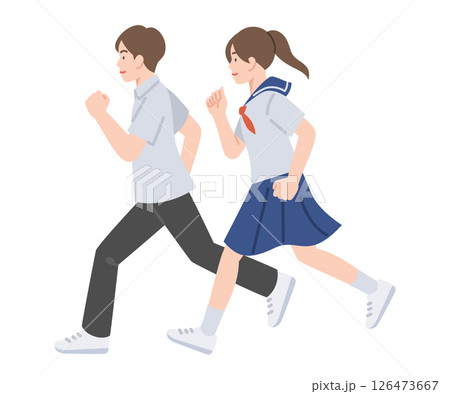 夏物の制服で走る中学生 126473667