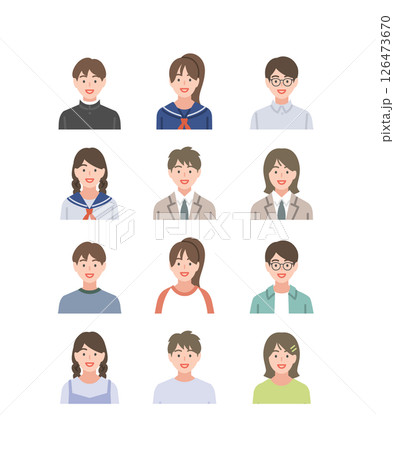 学生たちのアイコンセット 学生たちのアイコンセット 126473670
