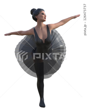 3D Ballerina in Black Outfit in Dance Pose 126473737