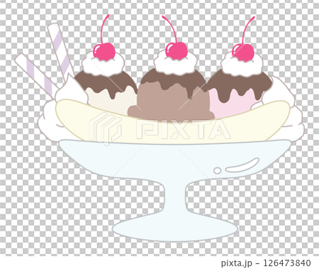 Cute banana split vector illustration.Ice cream, chocolate, dessert 126473840