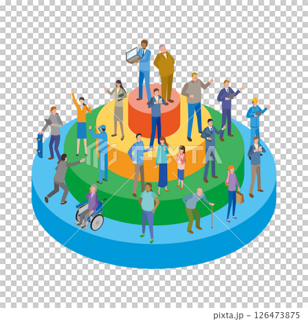 人々と格差のイメージイラスト 人々と格差のイメージイラスト 126473875