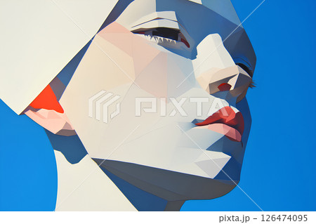 優美・幻想的な儚き青の肖像（3Dイラスト）-1 126474095