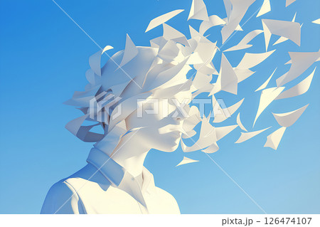 優美・幻想的な儚き青の肖像（3Dイラスト）-2 126474107