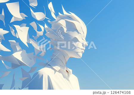 優美・幻想的な儚き青の肖像（3Dイラスト）-2 126474108
