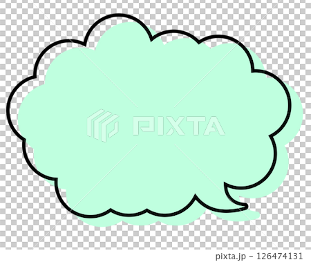A simple speech bubble with misaligned lines and a rounded cloud shape 126474131