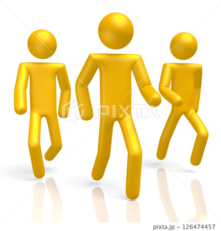 Yellow cartoon characters running 126474457