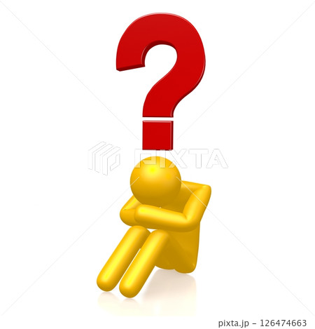 Cartoon character and question mark sign 126474663