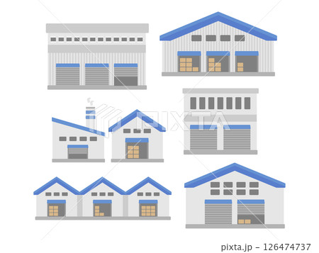 工場  倉庫  建物  イラストセット 126474737