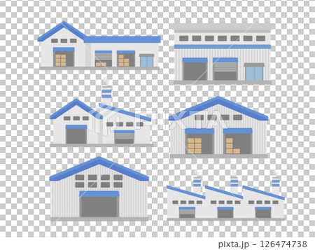 Factory warehouse building illustration set 126474738
