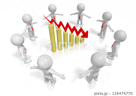 Cartoon characters and recession chart Cartoon characters and recession chart 126474770