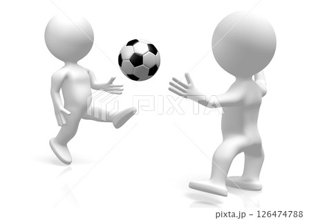 Two cartoon characters play soccer 126474788