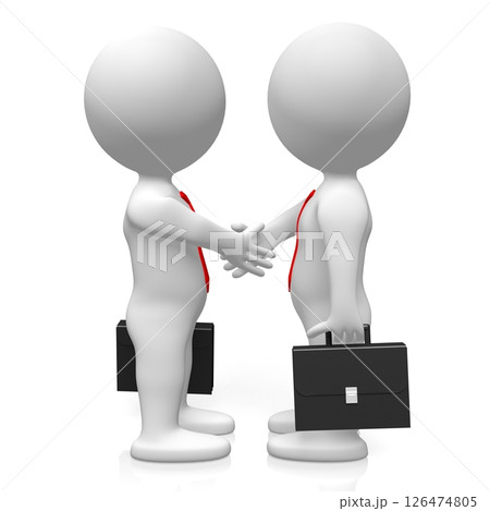 Cartoon characters shaking hands - agreement concept Cartoon characters shaking hands - agreement concept 126474805
