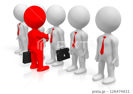 Cartoon characters shaking hands - agreement concept Cartoon characters shaking hands - agreement concept 126474831