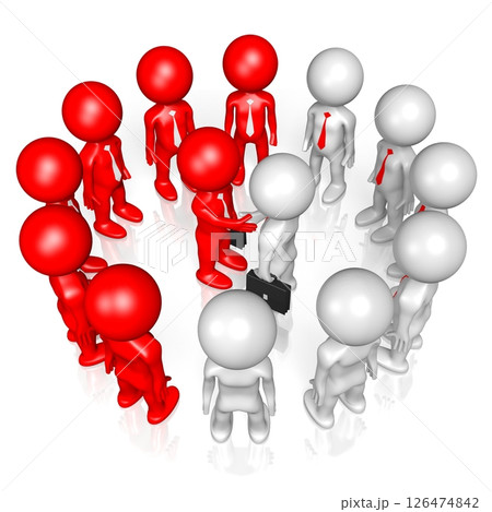 Cartoon characters shaking hands - agreement concept Cartoon characters shaking hands - agreement concept 126474842
