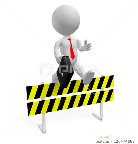 Cartoon character jumping over obstacle 126474865